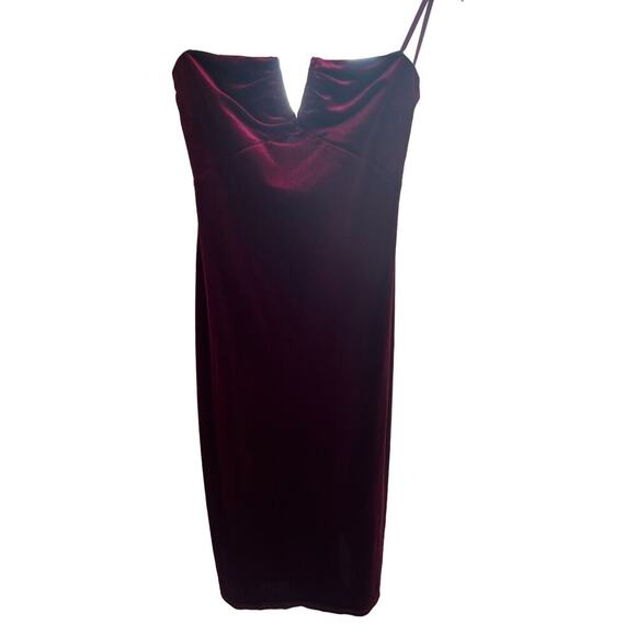 Sage the Label New With Tags Size S Red Misty Velvet Midi Sheath Dress - Picture 9 of 9